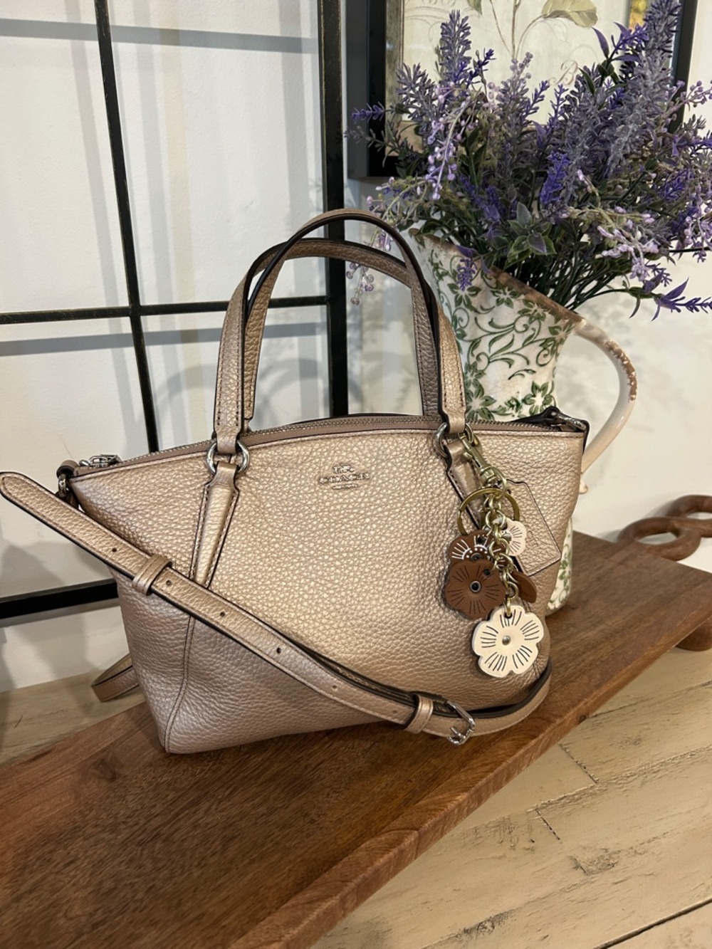 Coach Pebbled Leather Tote in Tan